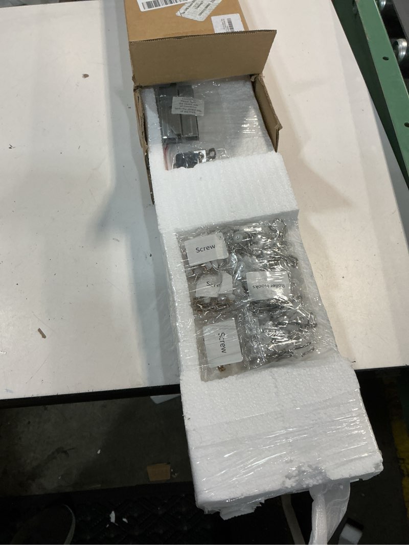 Condition photo showing New/Like New for curtain track, ceiling curtain track for room divider, ceiling mount rail set with roller hooks, white, 12ft - 18ft white 12ft - 18ft