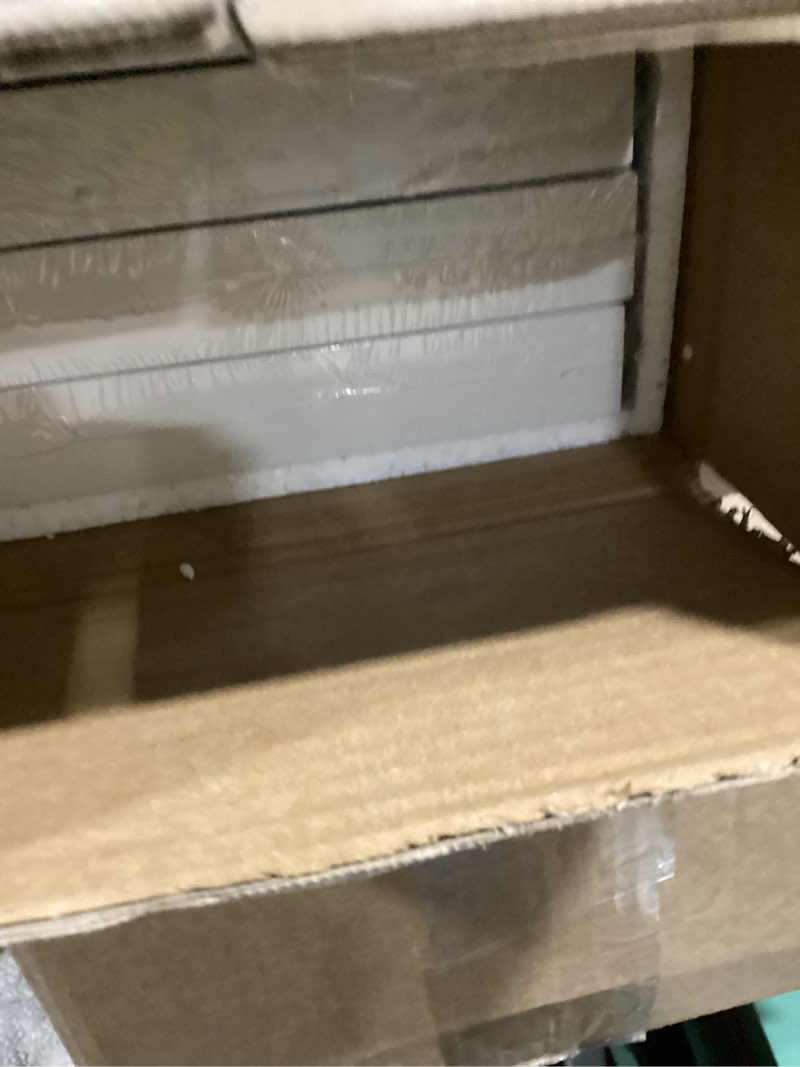 Condition photo showing As Is for Floating Shelves for Wall Set of 3, 24" White Wall Shelves for Home Decor, Frame Display White Floating Shelf for Living Room, Bedroom, Bathroom, Kitchen 24 Inch White