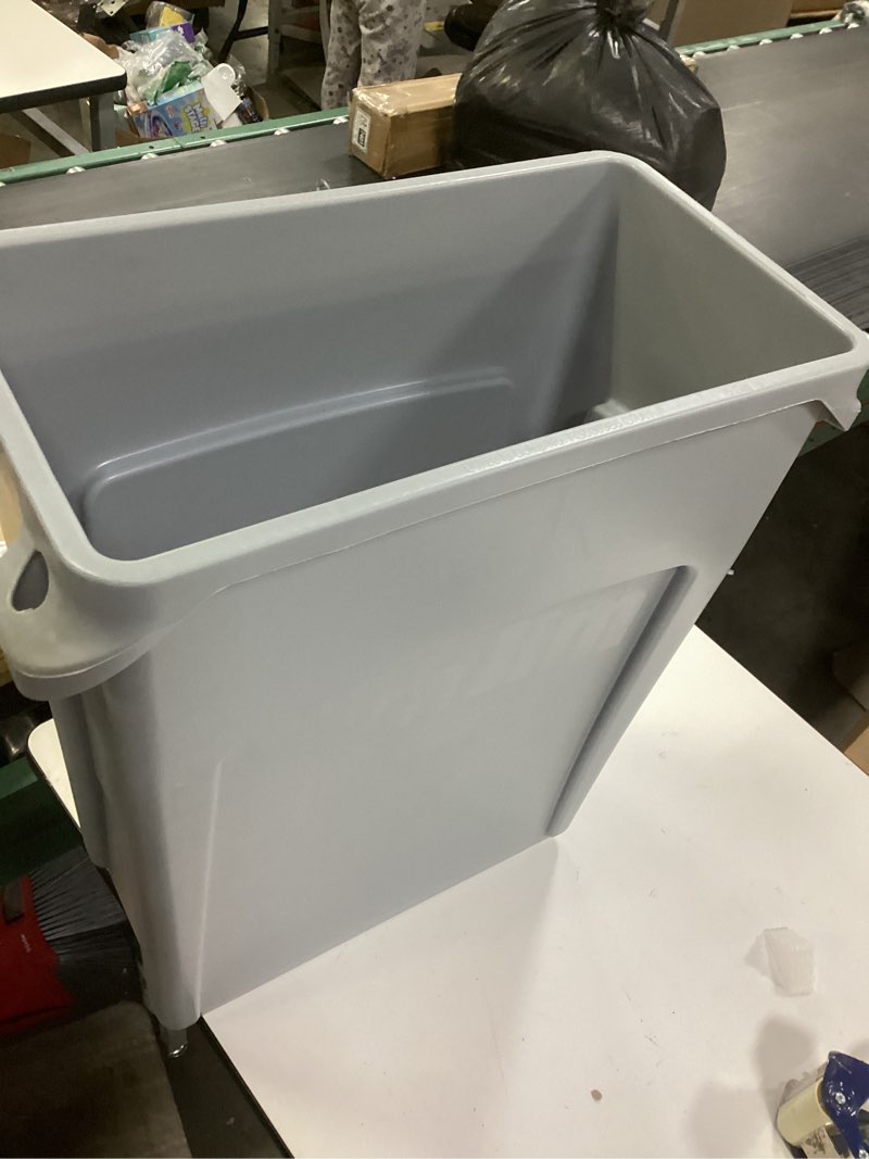Condition photo showing Good Condition for Rubbermaid Commercial Products SLIM JIM Plastic Rectangular Trash/Garbage Can/Bin with Venting Channels 16 GAL Gray for Kitchens/Classrooms/Offices/Back of House