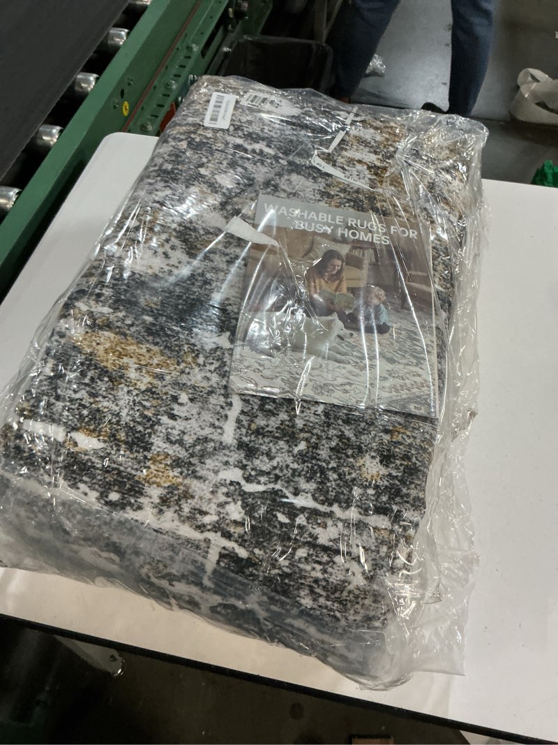 Condition photo showing Good Condition for Abstract Living Room Rug 8x10 - Modern Washable Soft Thin Area Rug for Living Room Bedroom Under Dining Table - Neutral Indoor Floor Rug Carpets for Home Office Playroom Nursery - Black Glod Black Glod 8' x 10' (Rectangular)