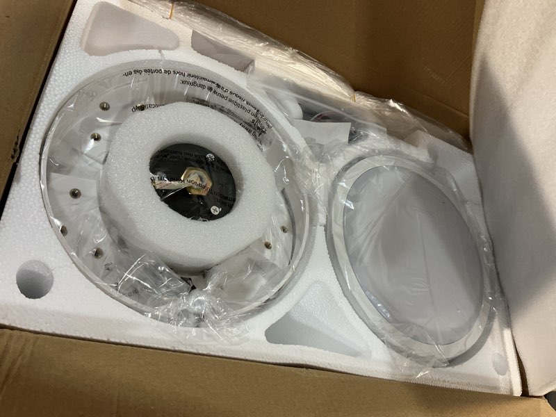 Condition photo showing Good Condition for ceiling fans with lights and remote control, 41 inch low profile flush mount ceiling fan, 3 cct led dimmable lights 5 reversible plastic blades 6 speeds for bedroom living room, white white 41 inch