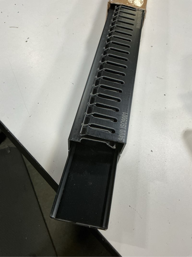 Condition photo showing As Is for zhiyo 2x2in cable raceway, server rack cable management under desk cord organizer, electrical safe pvc cable hider open slot wire raceway for network/pc/tvs, wire duct black 2in h x 2in w x 6ft l black