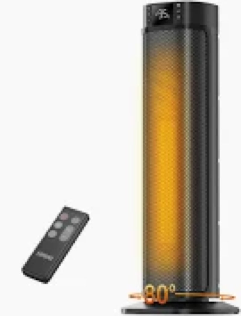 GRIDR Space Heater, 24" Electric Heaters for Indoor Use, 1500W PTC Ceramic Heater for Office with Re