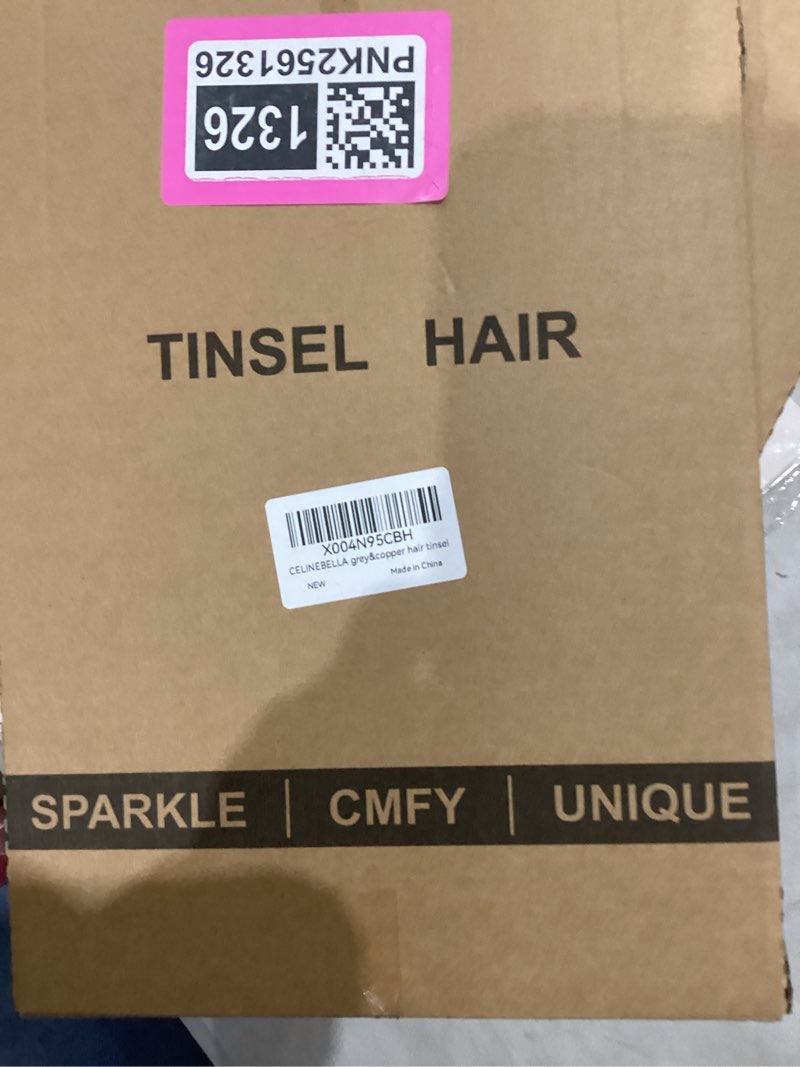 Condition photo showing Good Condition for Hair Tinsel Extensions, Grey and Copper Gold,4 Pcs Each, Sparkle Hair Strands,Colorful Glitter Highlights for Women,Suitable for All Hair Colors Party Cosplay(Boxed) Grey & Copper 48 Inch Pack of 8 PCs