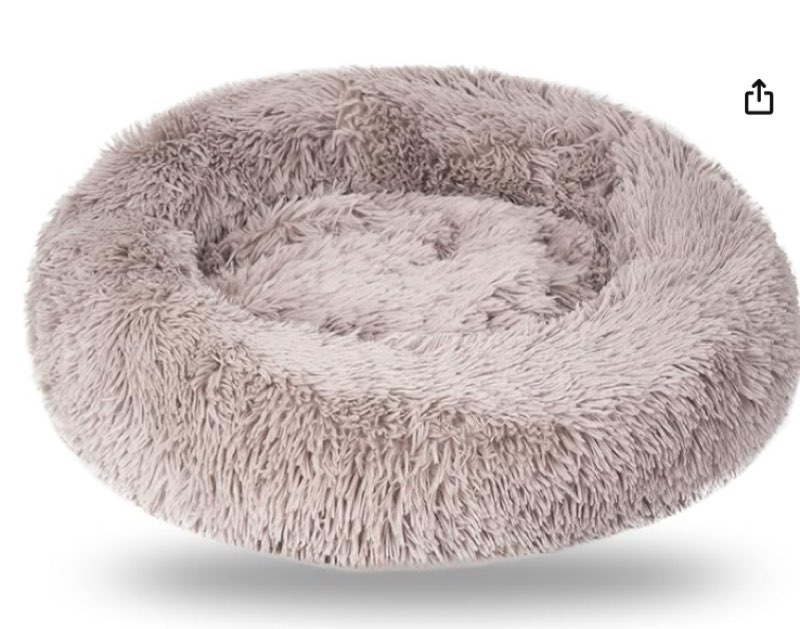ZONETCH Plush Soft Cozy Washable Anti-Anxiety Donut Shape Dog Bed - Round Cushion for Puppies