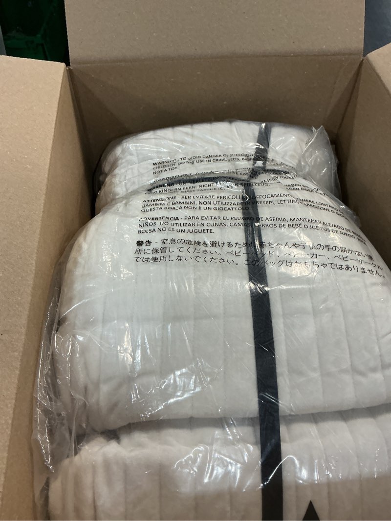 Condition photo showing Good Condition for evergrace velvet quilt set king size, luxurious soft striped channel bedding set, lightweight velvet comforter for all season, oversized bedspread coverlet with 2 matching shams, ivory white king (104" x 92") ivory white