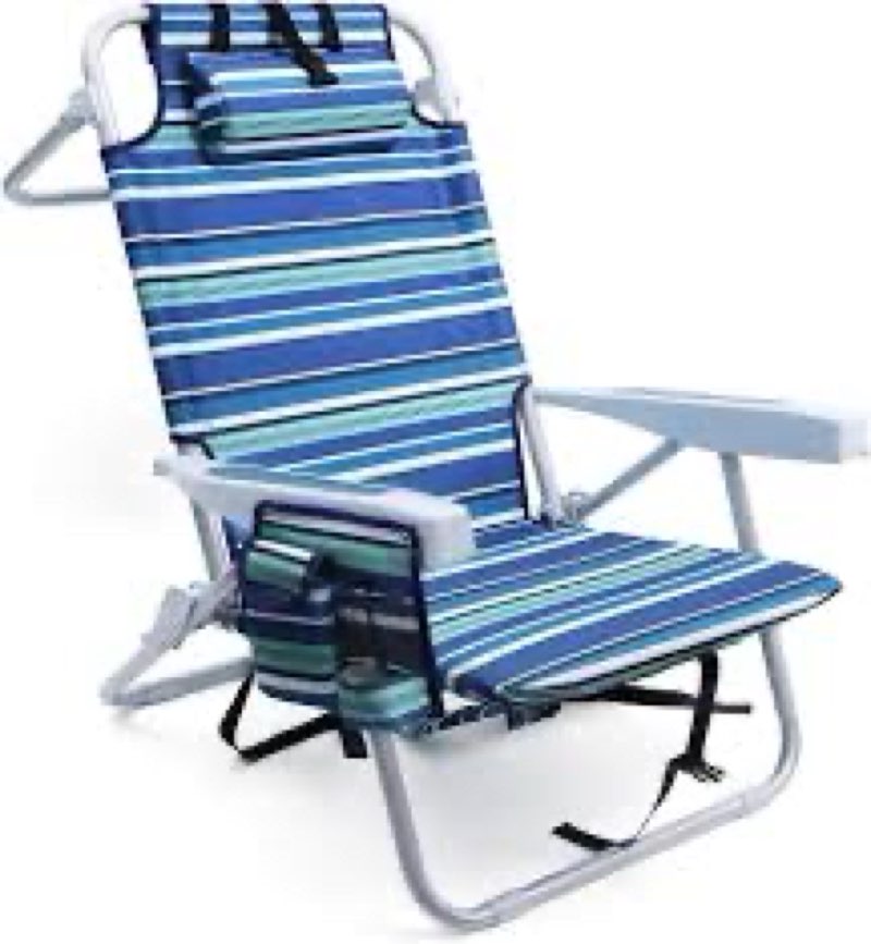 Yestomo Beach Chairs for Adults Heavy Duty, Compact Portable Lay Flat Folding Chair with Backpack St