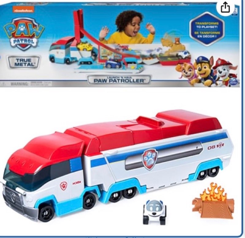 paw patrol, launch’n haul paw patroller, transforming 2-in-1 track set for true metal die-cast vehicles, kids toys for boys & girls ages 3 and up