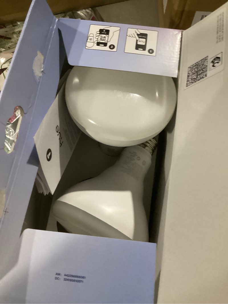 Condition photo showing Good Condition for Philips Hue Essential Smart LED BR30 Bulb 2-Pack, White and Color Ambiance, E26, 7.2W, 2200K-6500K, 650 Lumens, Dimmable, Works with Alexa, Google Assistant, Apple Home 2 Pack