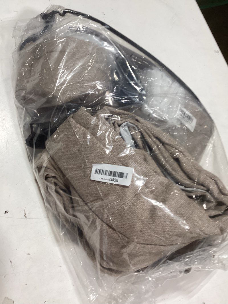 Condition photo showing As Is for burlywood greige pinch pleated 100% blackout linen curtains 86 inch length 2 panels set pinch pleat curtains black out light blocking room darkening drapes with liner for bedroom living room window
