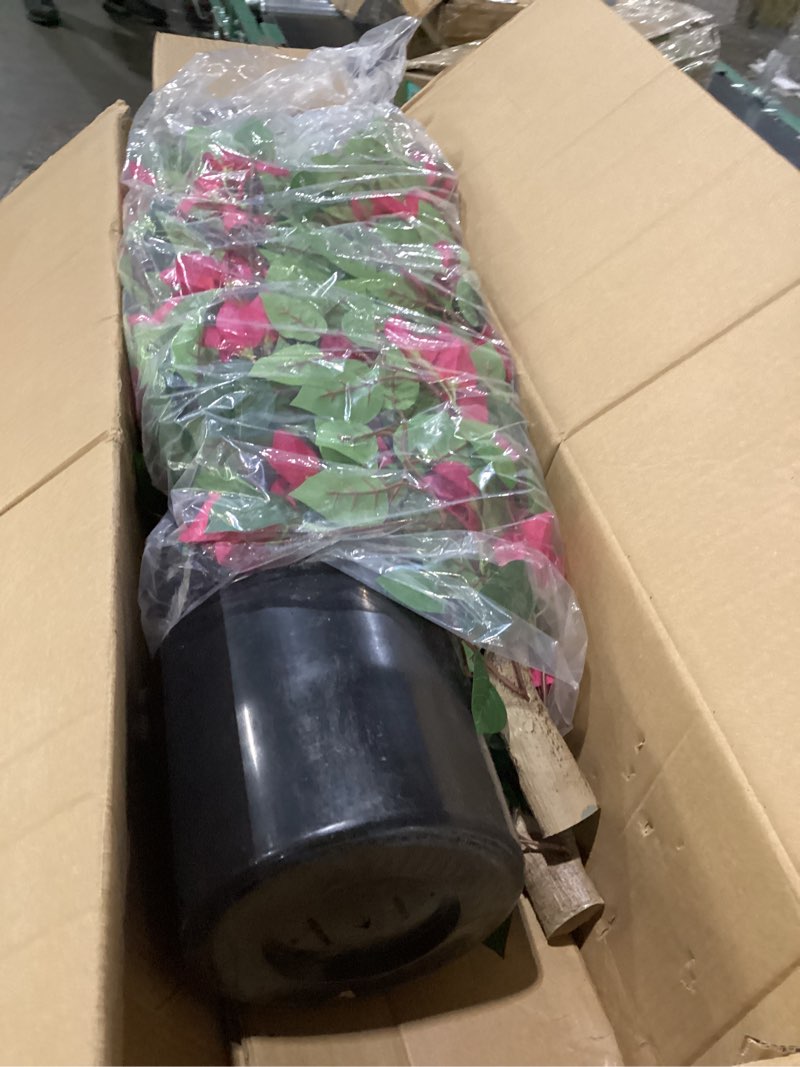 Condition photo showing New/Like New for artificial bougainvillea tree -6ft faux bougainvillea tree with realistic flowers, tall fake flower tree for indoor or outdoor decor, silk floral plant for living room, porch, garden (pink) pink 6ft