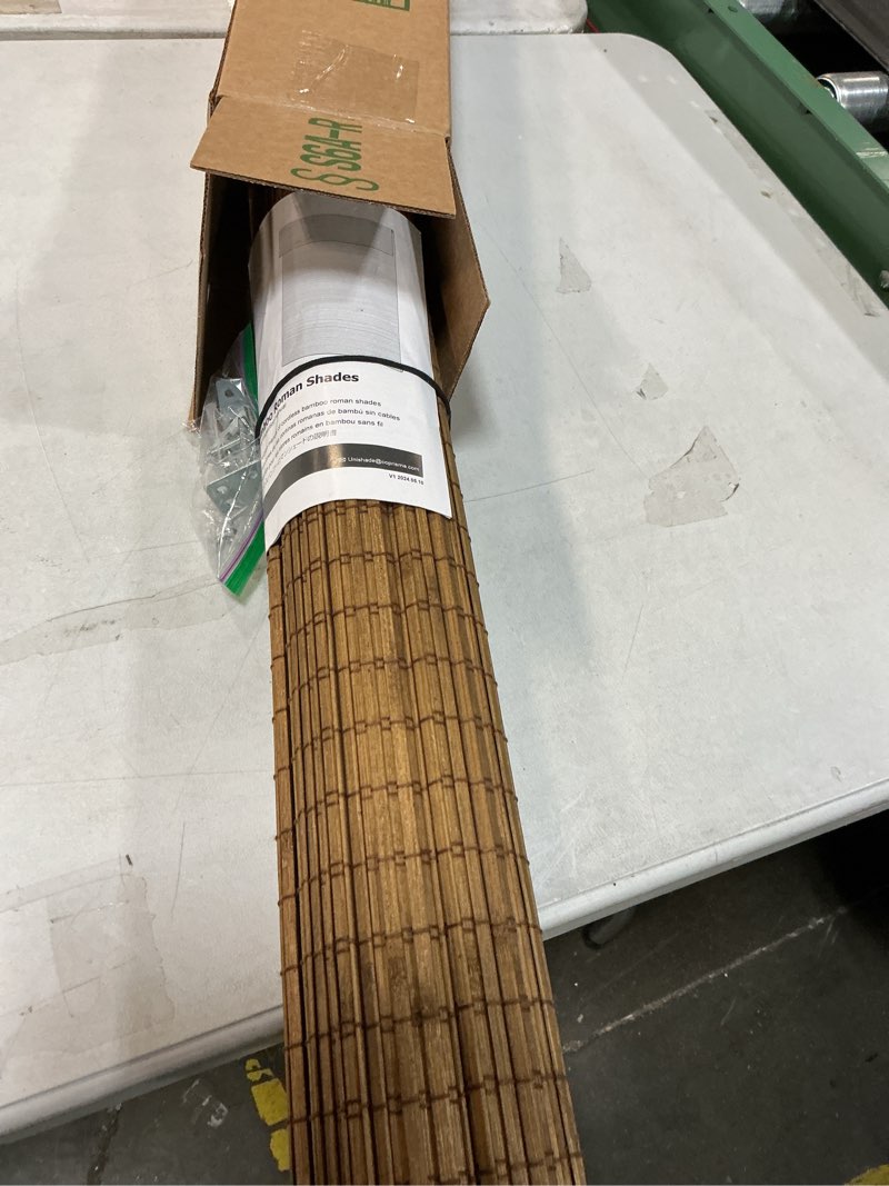 Condition photo showing As Is for CHICOLOGY Bamboo Roman Shades - Customer Favorite Light Filtering Blinds for Windows, Premium Quality, Ideal for Home, Squirrel Brown, 23" W X 48" H 23"W x 48"H Squirrel