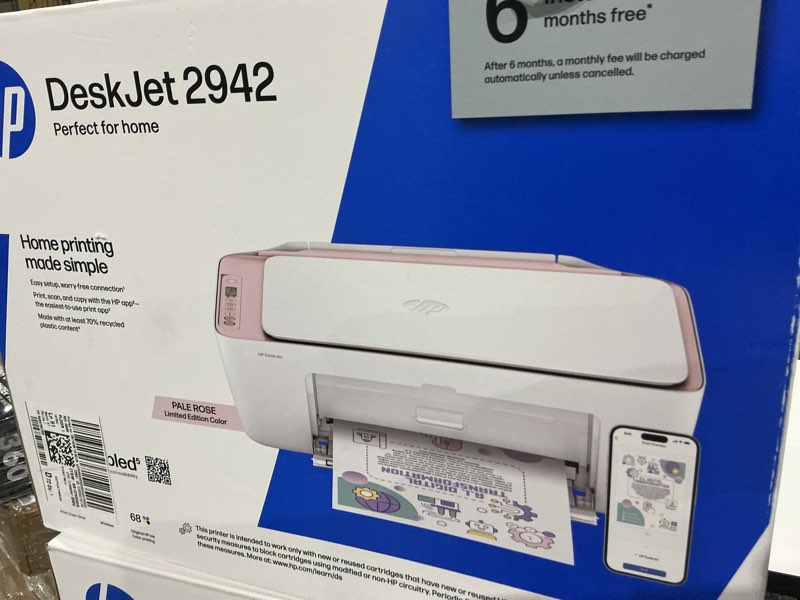 Condition photo showing As Is for hp deskjet 2942 wireless all-in-one color inkjet printer, 6 months free instant ink, pale rose