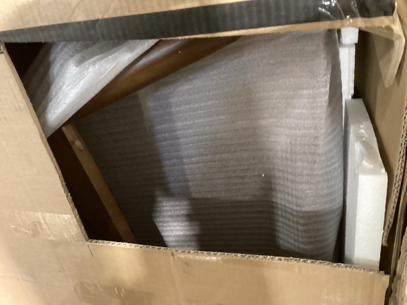 Condition photo showing As Is for Signature Design by Ashley Lyncott Mid Century 3-Drawer 60" Home Office Desk with Cord Management, Open Cubby and Tapered Legs, Dark Brown