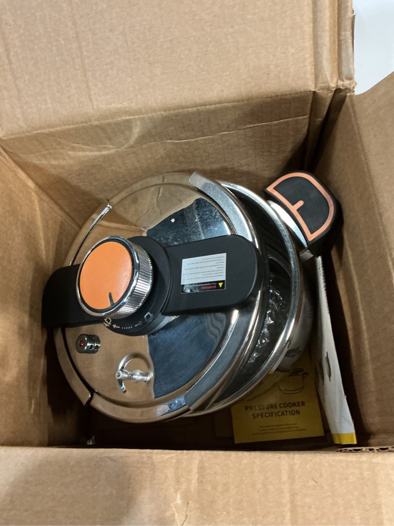 Condition photo showing Good Condition for professional stainless steel pressure cooker efficient even heating large capacity canning pot home kitchen (4l) 6.3 quarts