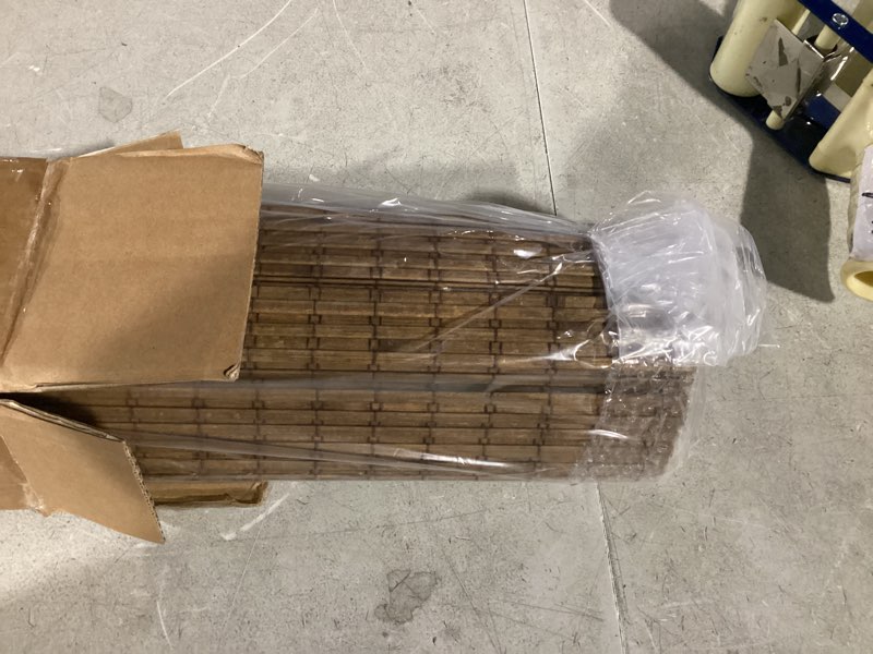 Condition photo showing Good Condition for cordless bamboo roman shades for windows, blinds size (26.5" w ×48" h) colour (highfield teak) highfield teak 26.5" w × 48" h