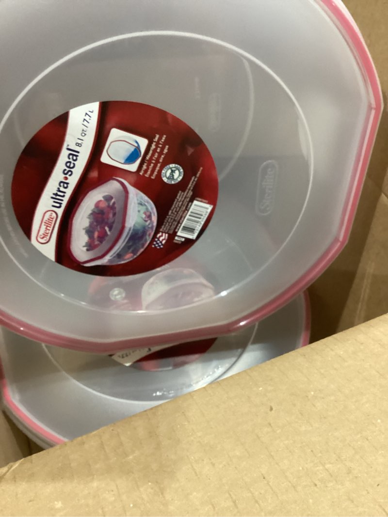 Condition photo showing Good Condition for Sterilite Ultra•Seal™ 8.1 Qt. Bowl  Latching Food Storage Container  Airtight Watertight Seal  Clear  2 Count
