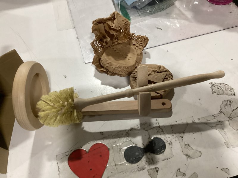 Condition photo showing As Is for gaia guy beech wood toilet brush with stand & ceramic drip tray – eco-friendly toilet scrubber with sisal bristles – compostable, biodegradable & plastic-free bathroom cleaner