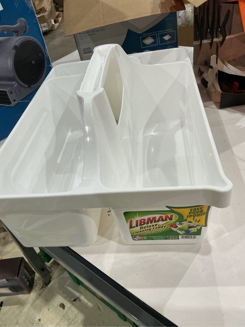 Condition photo showing As Is for libman 16 in. x 12 in. deluxe maid cleaning caddy