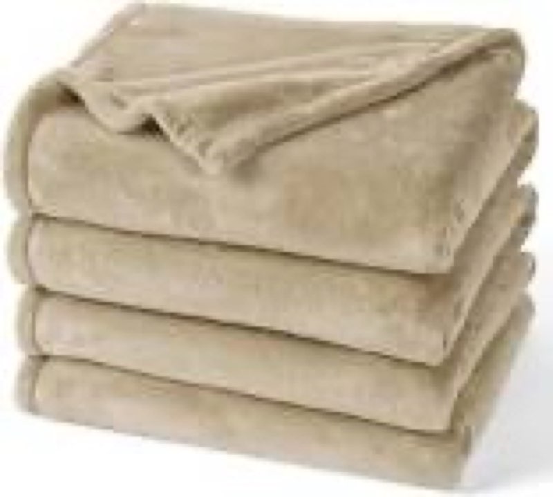 PHF Ultra Soft Fleece Blanket Queen Size, Cozy 300gsm Lightweight Bed Blanket, No Shed No Pilling, Plush Anti-Stati Microfiber, Room Home Decor Gifts for Women and Men, 90" x 90", Khaki