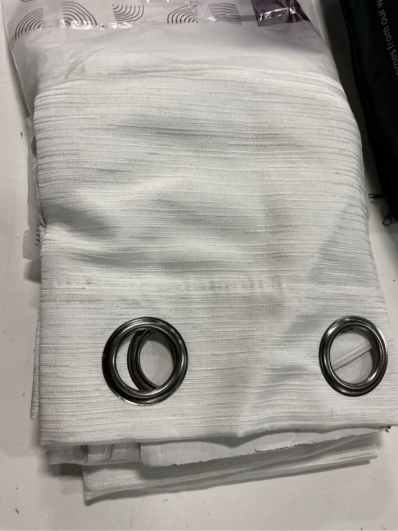 Condition photo showing Good Condition for jinchan white linen textured curtains 108 inch long 2 panels for living room grommet top light filtering window drapes for bedroom 38"w x 108"l (pack of 2) grommet white