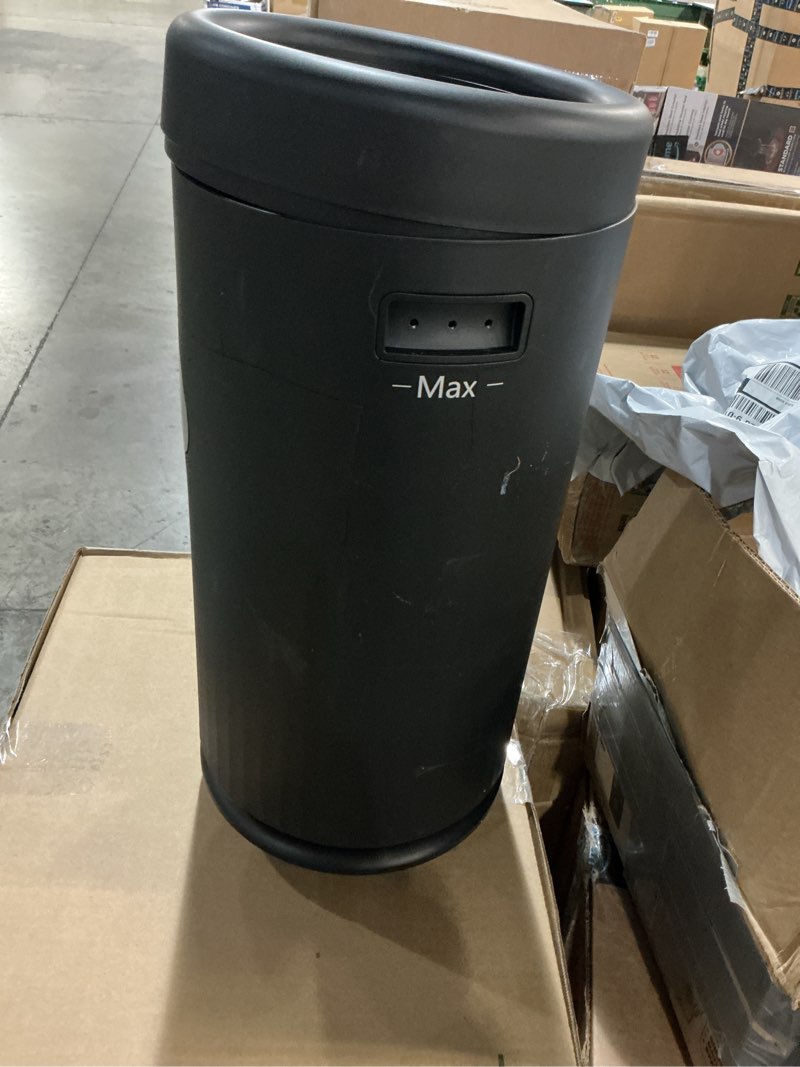 Condition photo showing As Is for 50 Liter / 13 Gallon Round Black Stainless Steel Sensor Kitchen Trash Can with AbsorbX Odor Filter