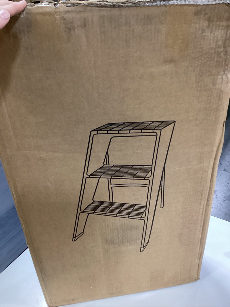 Condition photo showing New/Like New for SHYM Transparent Acrylic 3-Step Ladder Step Stool, 150kg Capacity, Folding, Electroplated Silver Iron Frame, L44xW52xH63cm