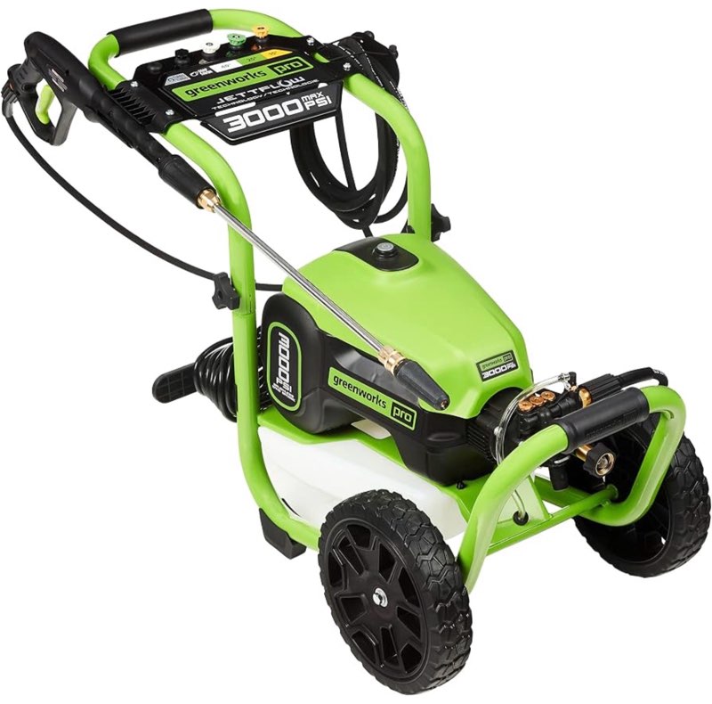 greenworks 3000 psi electric pressure washer bundle with 25-foot hose