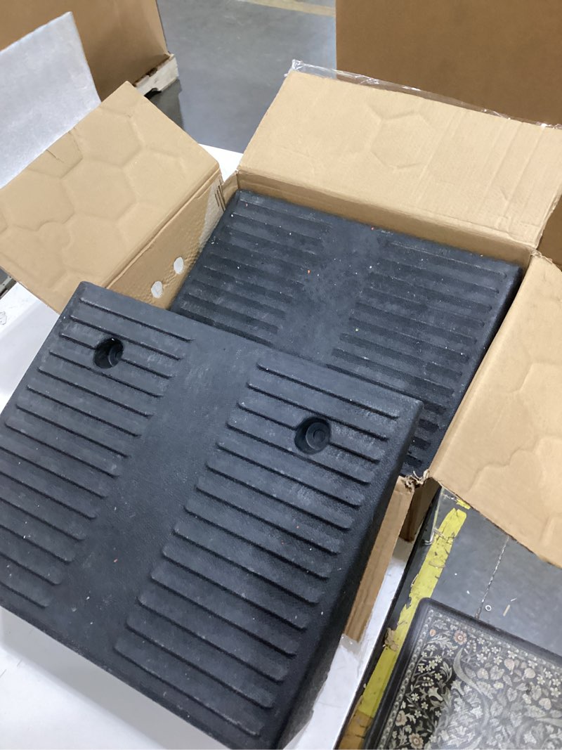 Condition photo showing Good Condition for 5" threshold ramps for doorways 2pack, wheelchair ramp for home steps, curb ramp for driveway for shed, 7000 lbs load capacity for vehicle motorcycle wheelchairs bikes trolley scooter 5''height