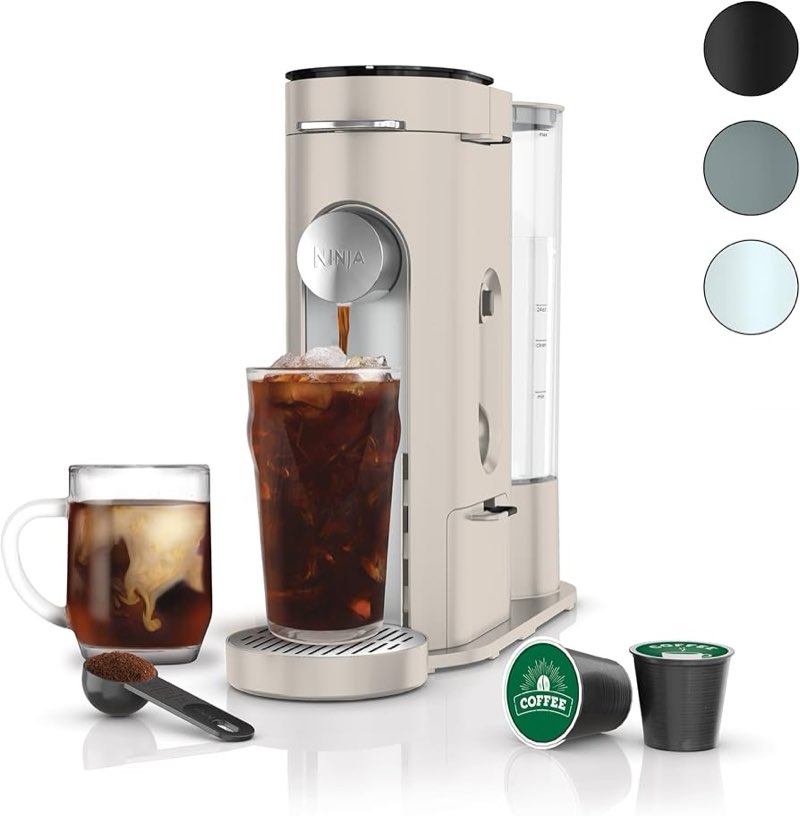 Ninja Pods & Grounds Single-Serve Coffee Maker, K-Cup Pod Compatible, Brews Grounds, Compact Design,