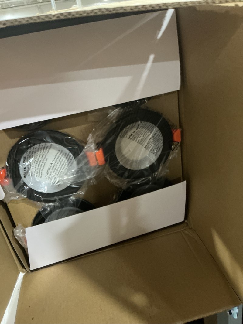 Condition photo showing Good Condition for 12-Pack 3 Inch Anti-Glare Recessed LED Lights with Night Light, Deep Baffle Downlight, Dimmable, 2700K-5000K 5CCT Selectable, with Junction Box, Canless, 680lm, ETL Listed, Black Black 3 Inch -12 Pack