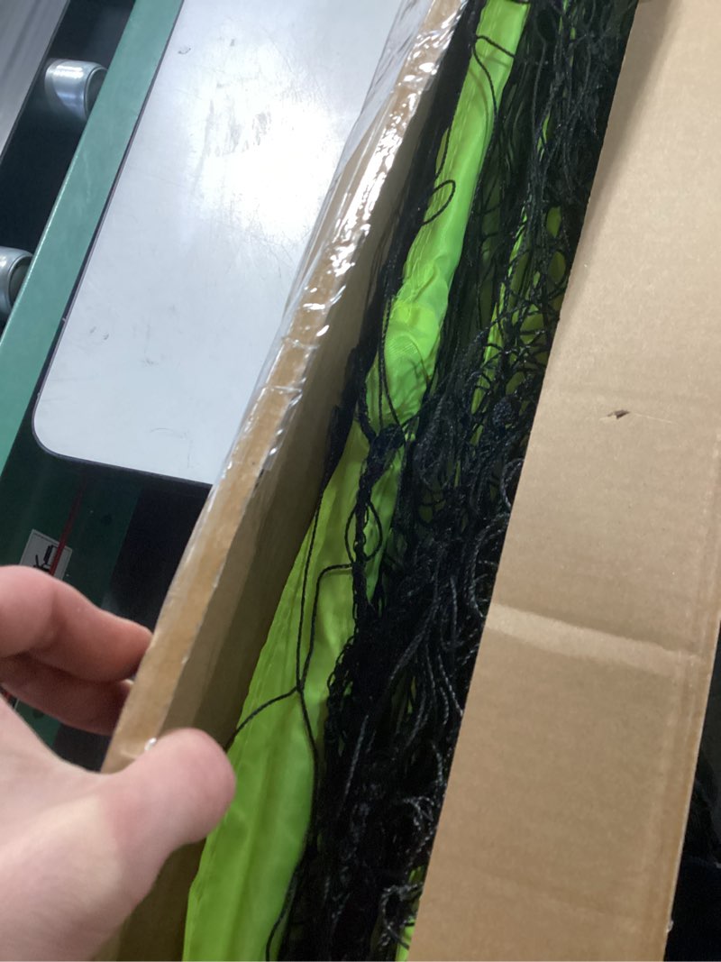 Condition photo showing Good Condition for franklin sports blackhawk backyard soccer goal - portable pop up soccer nets - youth + adult folding indoor + outdoor goals - multiple sizes + colors 12' x 6' optic yellow