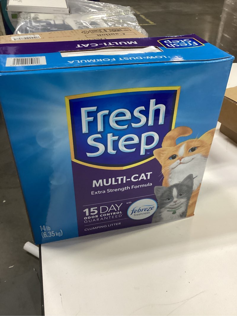 Condition photo showing New/Like New for Fresh Step Clumping Cat Litter, Multi-Cat, Long Lasting Odor Control Kitty Litter with Activated Charcoal, Low Dust Formula, 14 lb