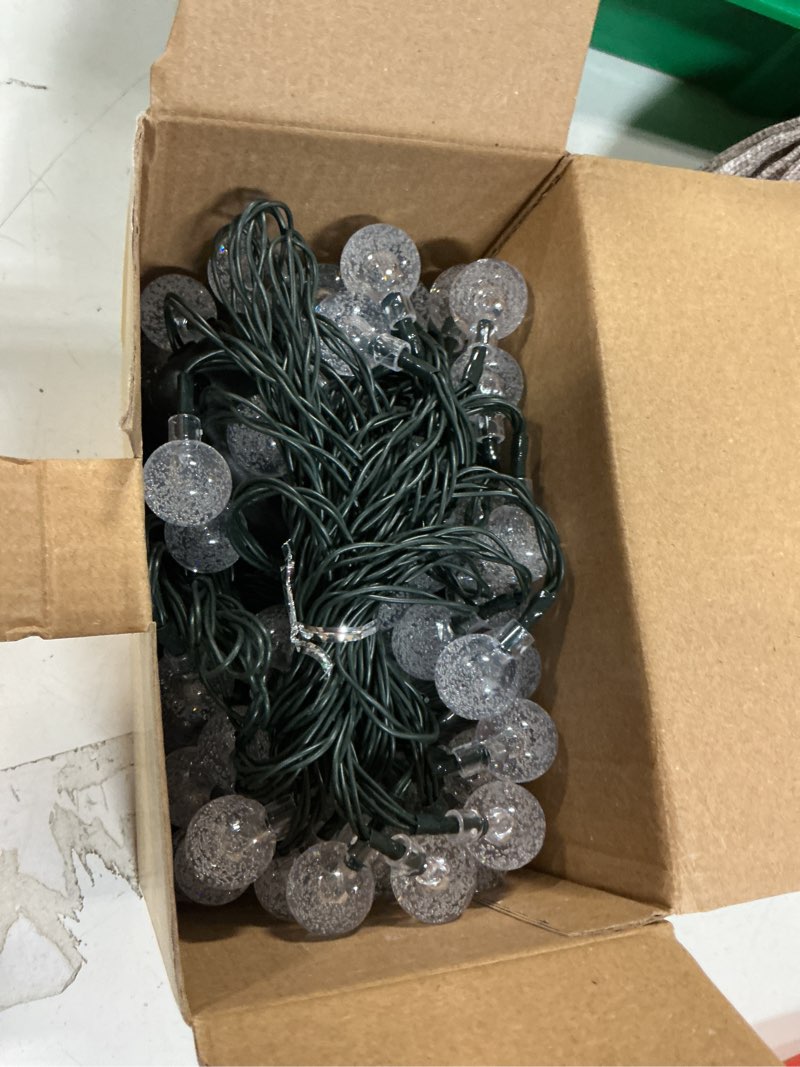 Condition photo showing Good Condition for Red and White Solar Christmas String Lights, 2-Pack Total 100 LED 64FT Crystal Globe Solar Lights Outdoor Waterproof, Christmas Decorations with 8 Lighting Modes for Xmas Tree Wedding Patio Party Red&Cool White 2 Pack-100LED(Solar)
