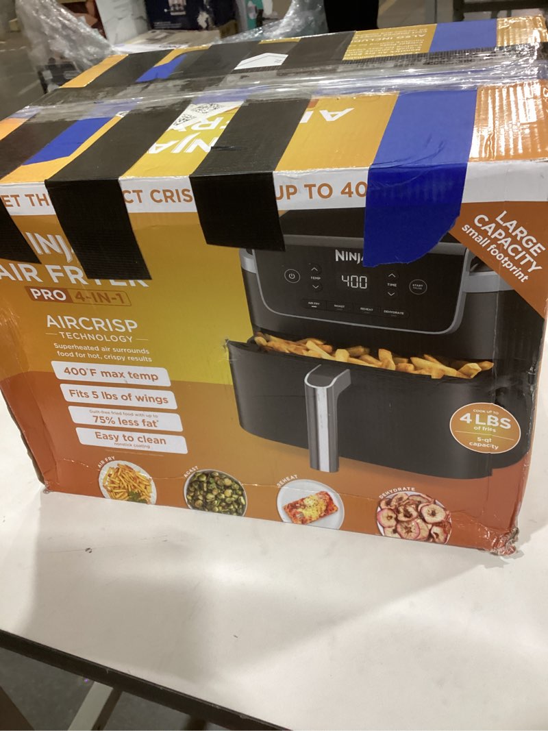 Condition photo showing As Is for Ninja Air Fryer Pro 4-in-1 AF141: 5-Quart, 1750W, Dishwasher-Safe Parts, Gray, Metal & Plastic