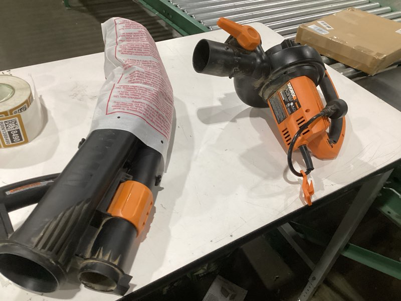 Condition photo showing As Is for WORX WG509 12 Amp Trivac, 3 in 1 Electric Leaf Blower, Leaf Vacuum & Leaf Mulcher for Lawn Care 350CFM Blower/Vac/Mulcher