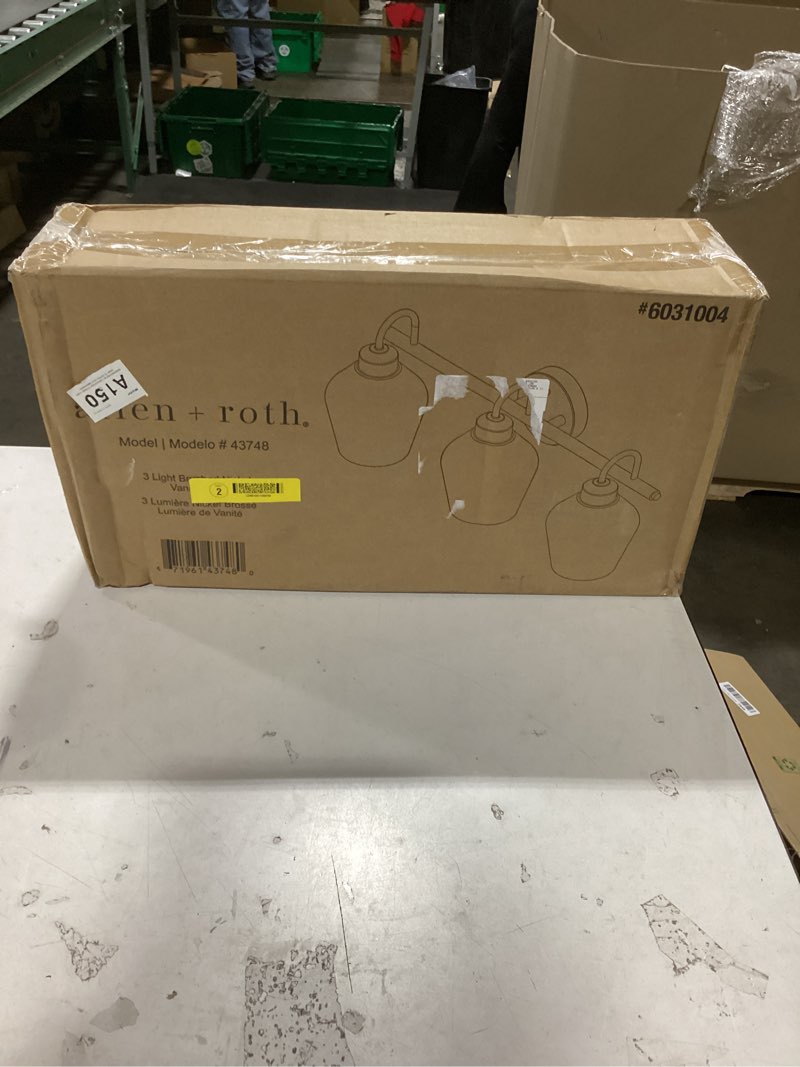 Condition photo showing Good Condition for allen + roth Merritt 24-in 3 Light Brushed Nickel Modern/contemporary Bathroom Vanity light