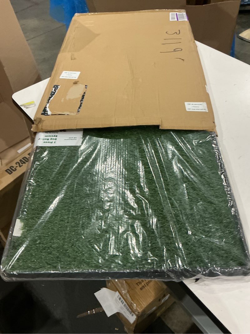 Condition photo showing New/Like New for petmaker artificial grass puppy pee pad for dogs and small pets with tray - 20x30 inches washable 3-layer reusable indoor dog potty grass training pad, easy clean pet housebreaking potty solution large 3-layer system