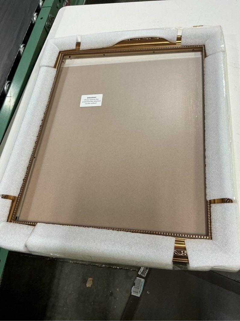Condition photo showing Good Condition for artxo 16x20 ornate picture frame, distressed antique gold, wall mount | acrylic cover & backing. ornate bead trim & vine carvings. hooks for wall mount. for living room, bedroom, office bronzegold 16"x20"