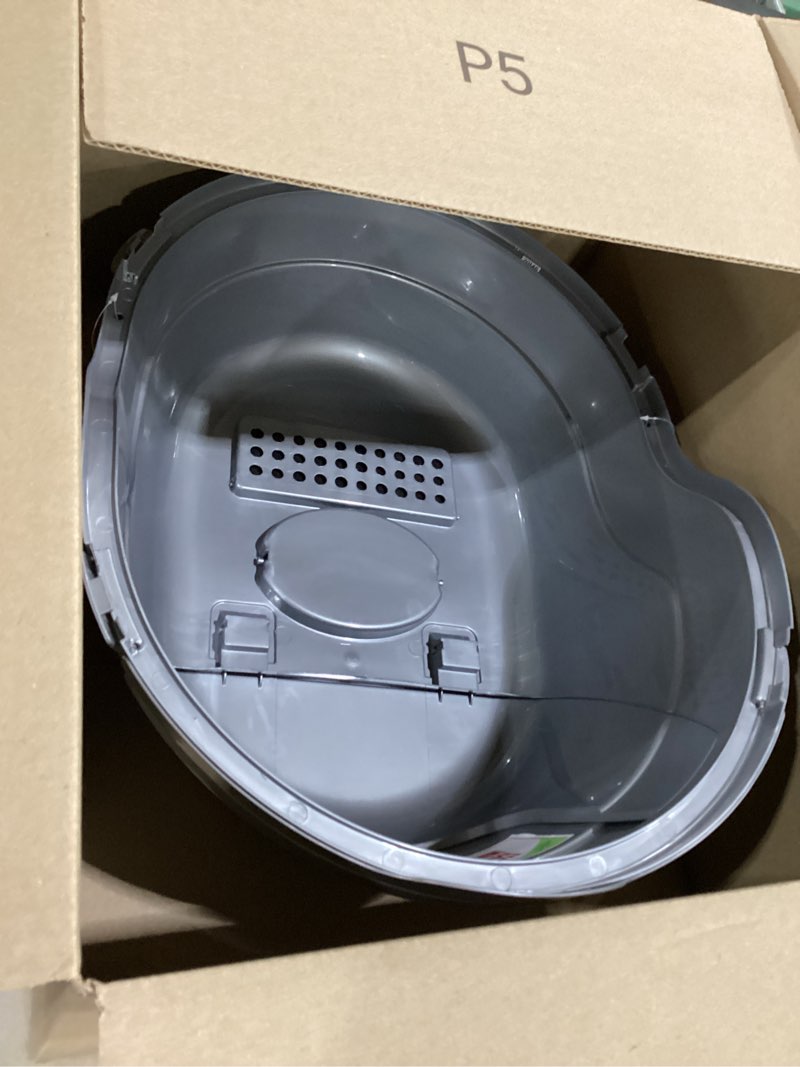 Condition photo showing Good Condition for nature’s miracle hooded flip top litter box for cats, with built-in odor control charcoal filter silver/grey