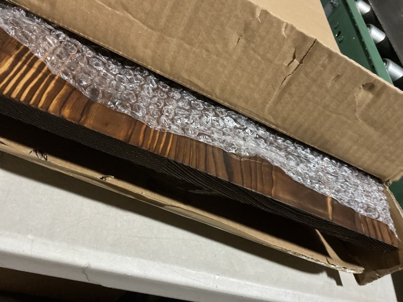 Condition photo showing Good Condition for Nuanchu Microwave Oven Rack 2 Tier Wall Mount Microwave Shelf 26x18 Inches Retro Floating Shelf Stand, Black Storage Organizer Holder for Kitchen Oven Toaster Utensils