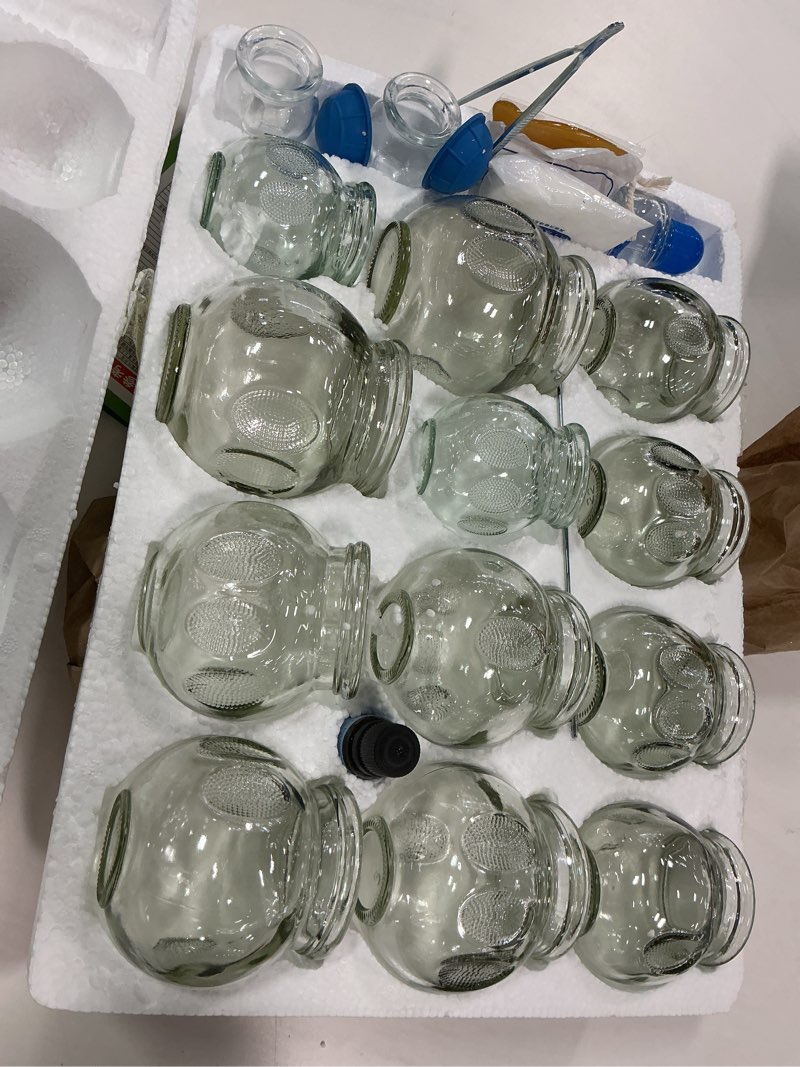 Condition photo showing Good Condition for Cupping Kit for Massage Therapy, Cupping Therapy Set, Acupoint Glass Cupping Set for Professional Therapists, Back Massage, Fatigue Relieve, 14pcs Thick Glass Cups