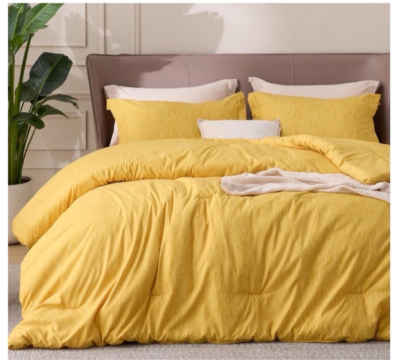 bedsure queen comforter set - yellow comforter queen size, soft bedding for all seasons