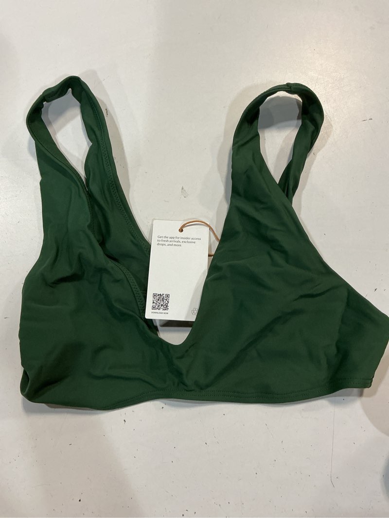 Condition photo showing New/Like New for italian plunge bikini top, m, palm