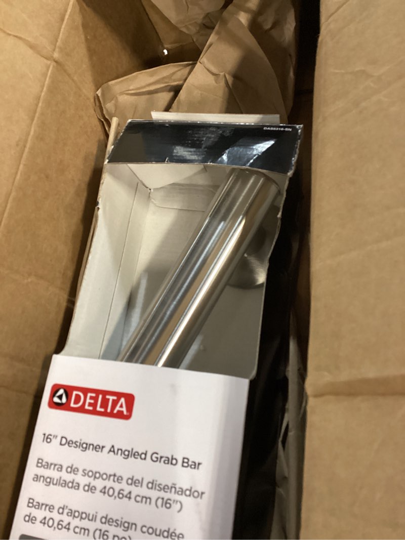 Condition photo showing Good Condition for Delta 5700 Series (1-Pack) 16' Shower Grab Bar Seniors ADA Compliant Satin Nickel 450 lb Capacity Bathroom Safety Angled Handle for Shower, Bathtub | Wall Mounted Balance Assist, Grip DAS5316-SN