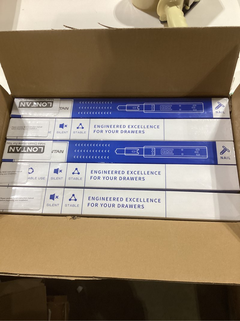 Condition photo showing New/Like New for lontan soft close drawer slides 16 inch 10 pairs - sl4502s3-16 full extension ball bearing 16" cabinet drawer rails heavy duty dresser glides 100lb capacity 16 inch 10 pair drawer slides