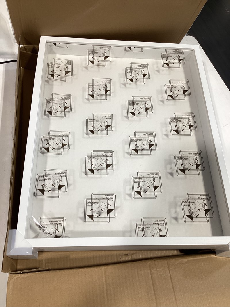 Condition photo showing Good Condition for 16x20 shadow box picture frame display case with soft linen back-thickened panel,large white deep shadow box frame 16x20 for jersey graduation items flower photo craft memorial white + thickened panel + foam packaging 16x20