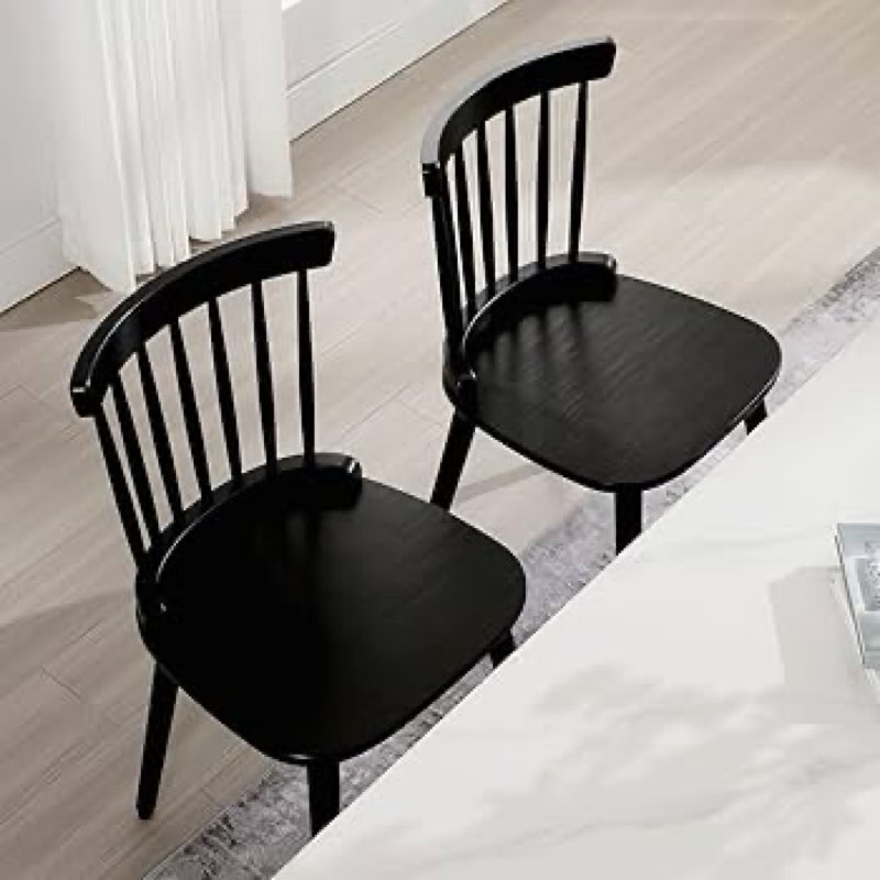 incomplete Mid Century Windsor Back Solid Wood Dining Chair, Farmhouse Slat Back Side Chair For Kitchen/Dining Room