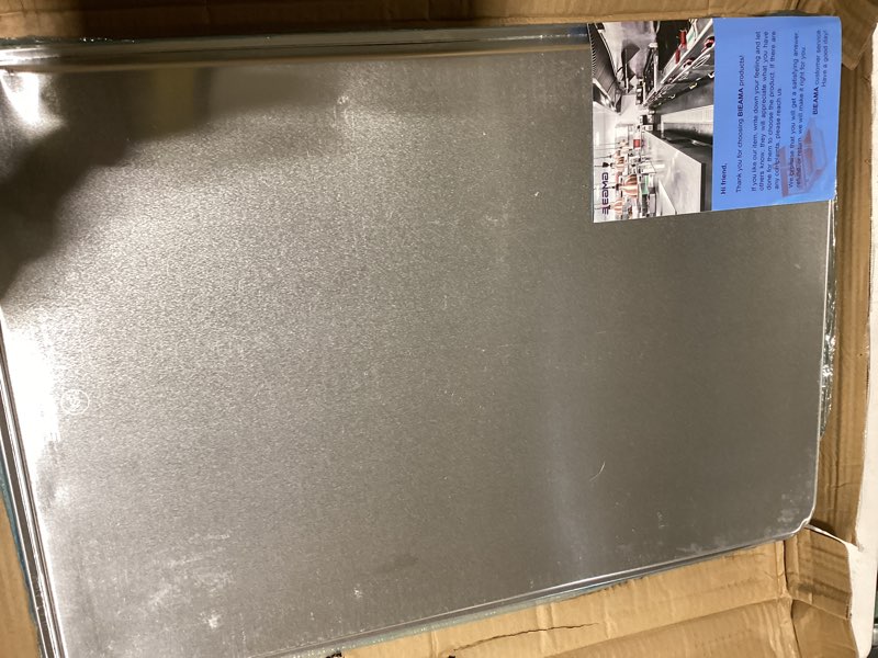 Condition photo showing As Is for 6 pack full size baking sheet pan aluminum commercial pan for oven freezer bakery hotel restaurant 26" × 18" 6pack full size 26"×18"