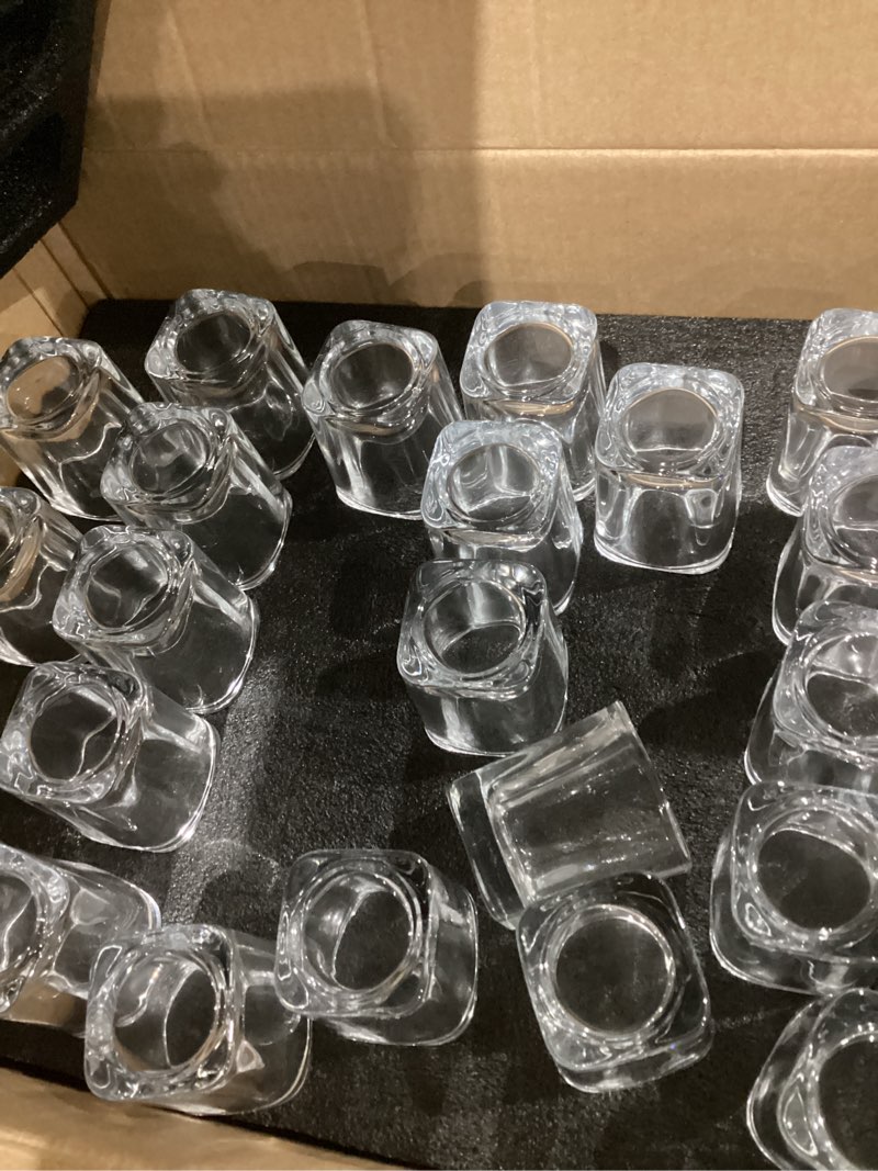 Condition photo showing Good Condition for 60-Pack 2.2oz Heavy Base Square Shot Glasses Bulk,Clear Glass Shooters Set for Tequila,Whiskey,Espresso, Party Favors,Wedding And Birthday Gifts